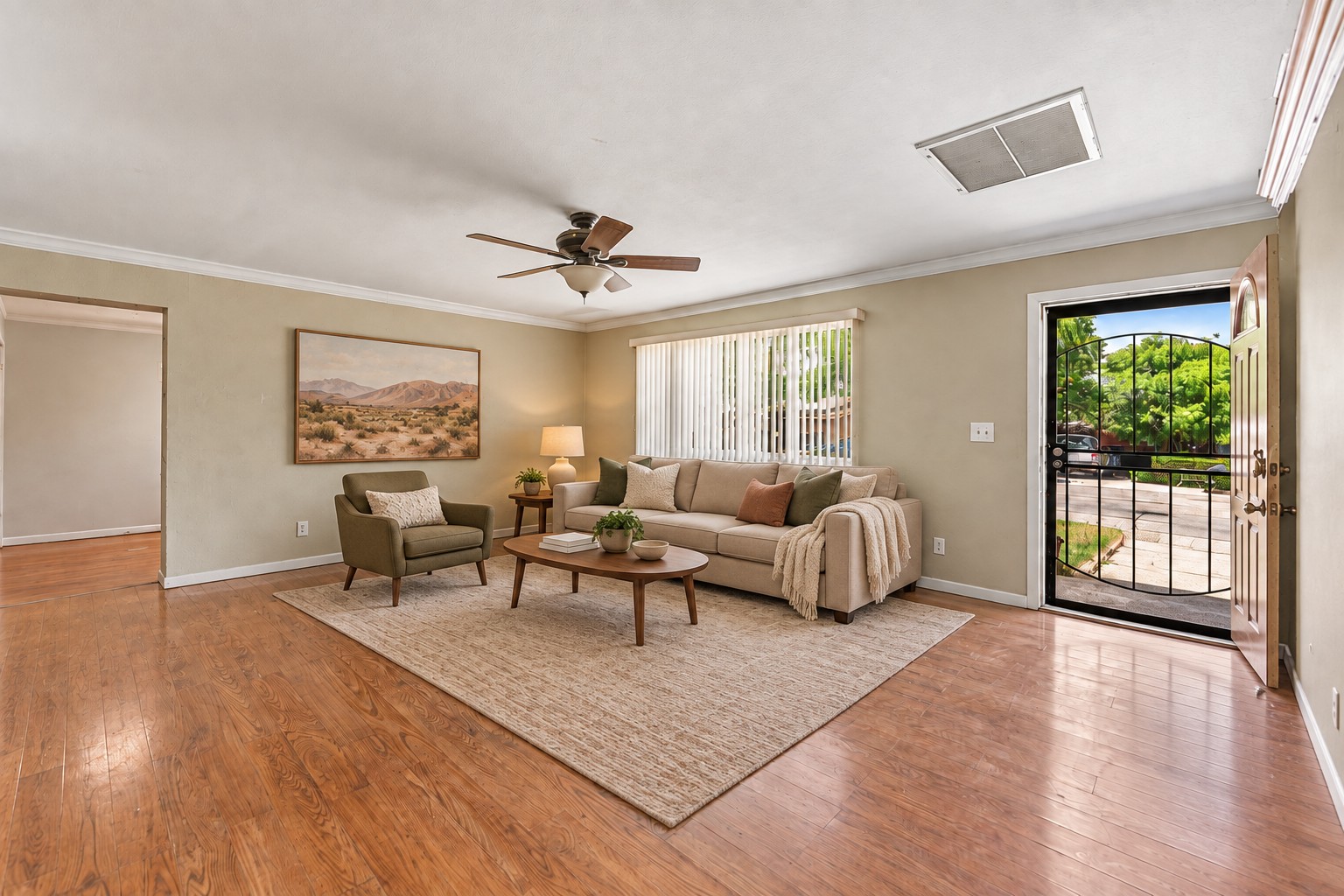 Virtually staged living room